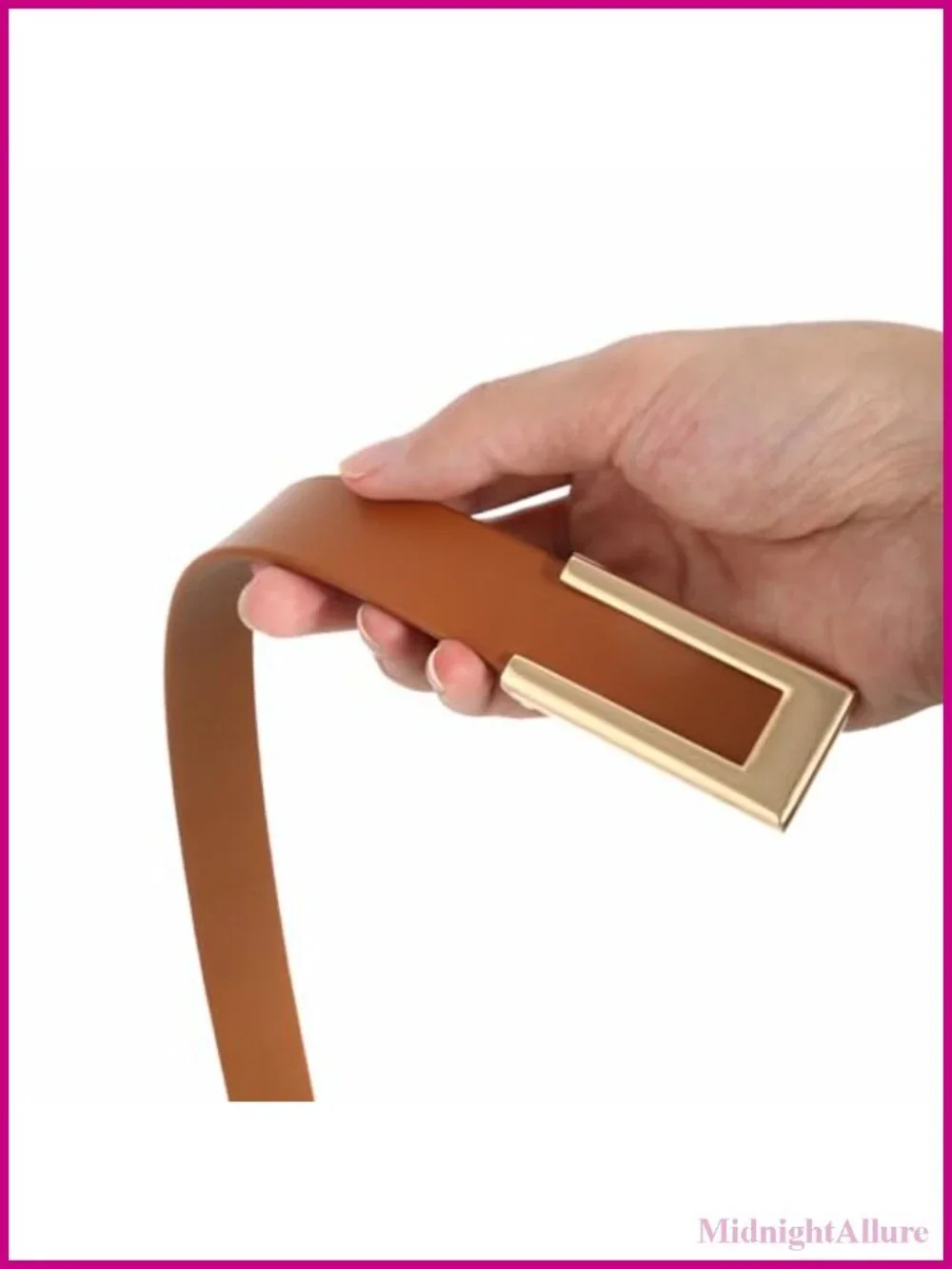 Womens Genuine Leather Skinny Belt with Gold-Tone Buckle